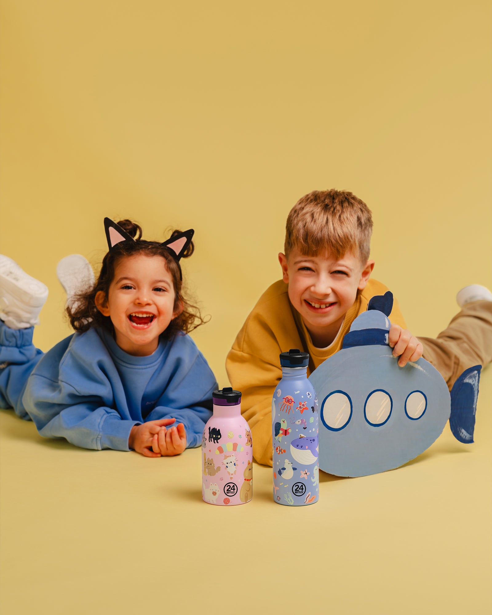 24Bottles Kids 500 ml rozsdamentes acél kulacs szívószálas kupakkal - Ocean Friends