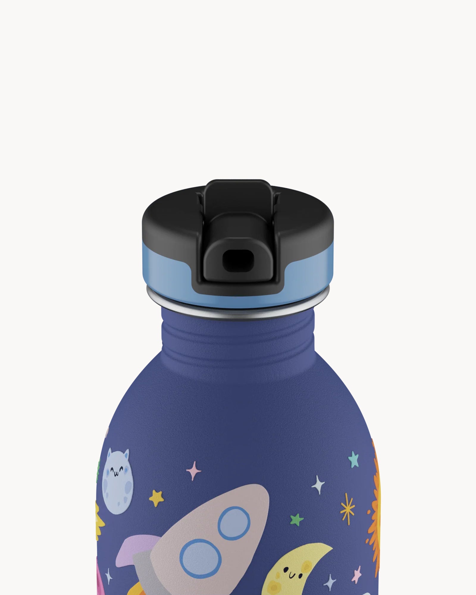 24Bottles Kids 250 ml rozsdamentes acél kulacs szívószálas kupakkal - Space Friends