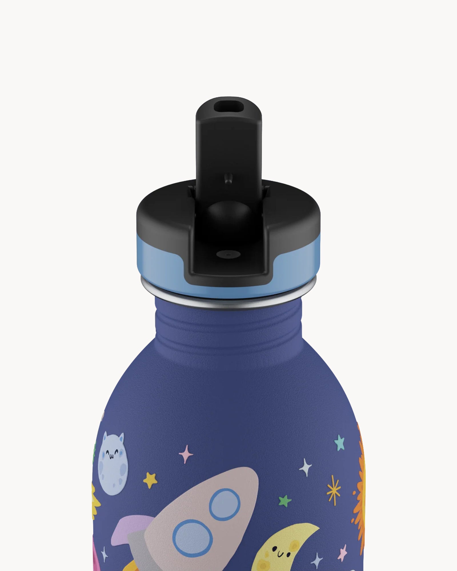 24Bottles Kids 250 ml rozsdamentes acél kulacs szívószálas kupakkal - Space Friends