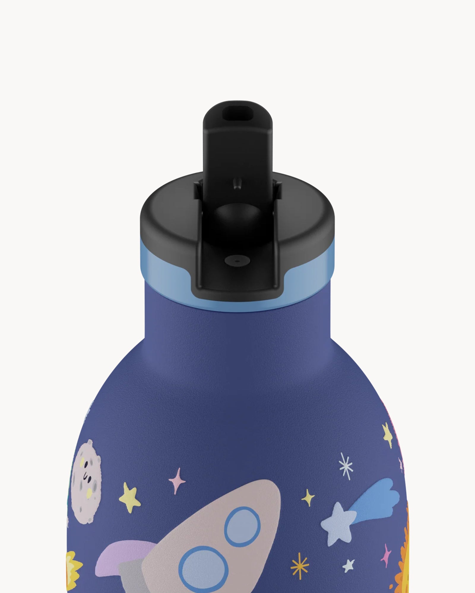 24Bottles Kids 330 ml rozsdamentes acél termosz szívószálas kupakkal - Space Friends