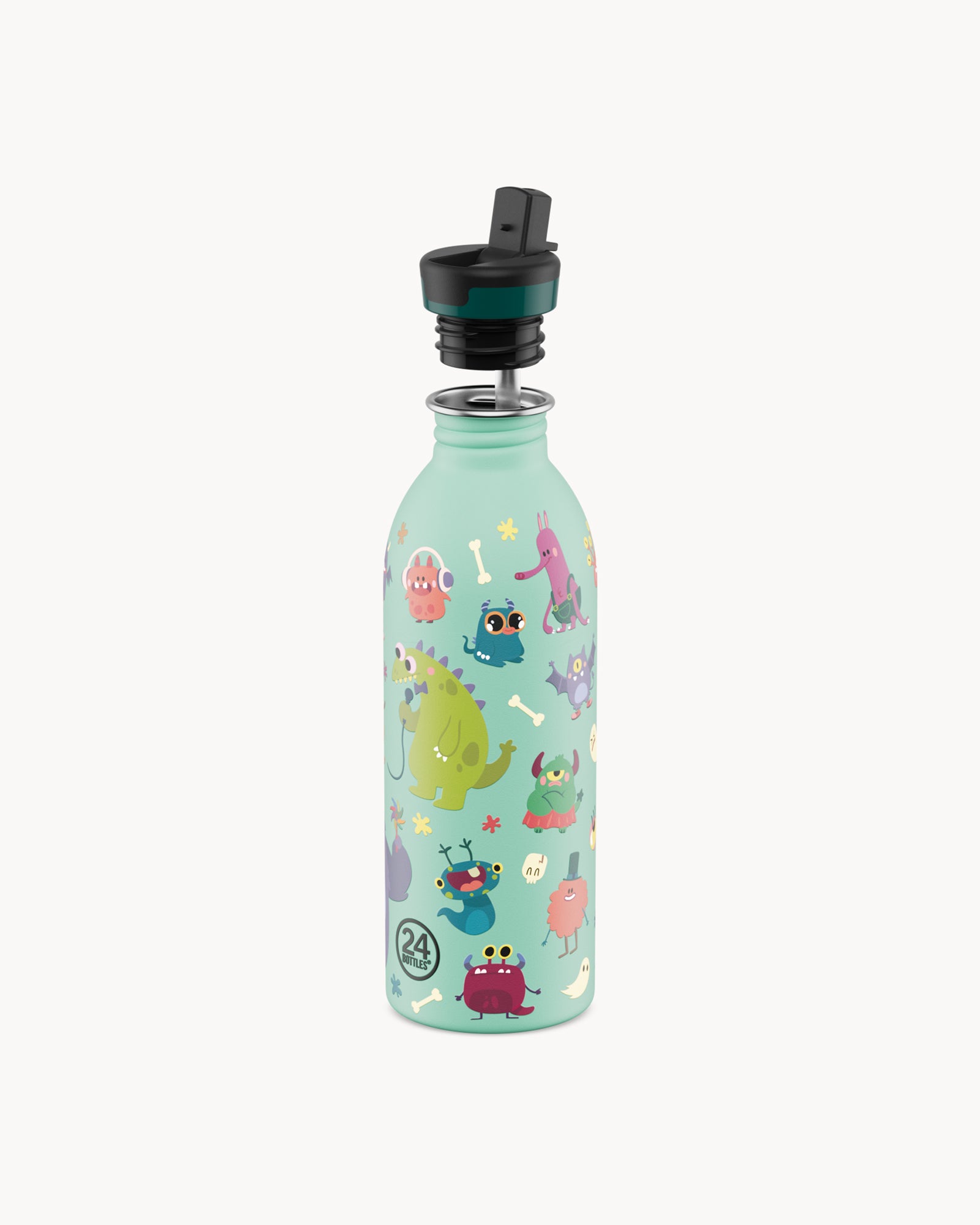24Bottles Kids 500 ml rozsdamentes acél kulacs szívószálas kupakkal - Spooky Friends