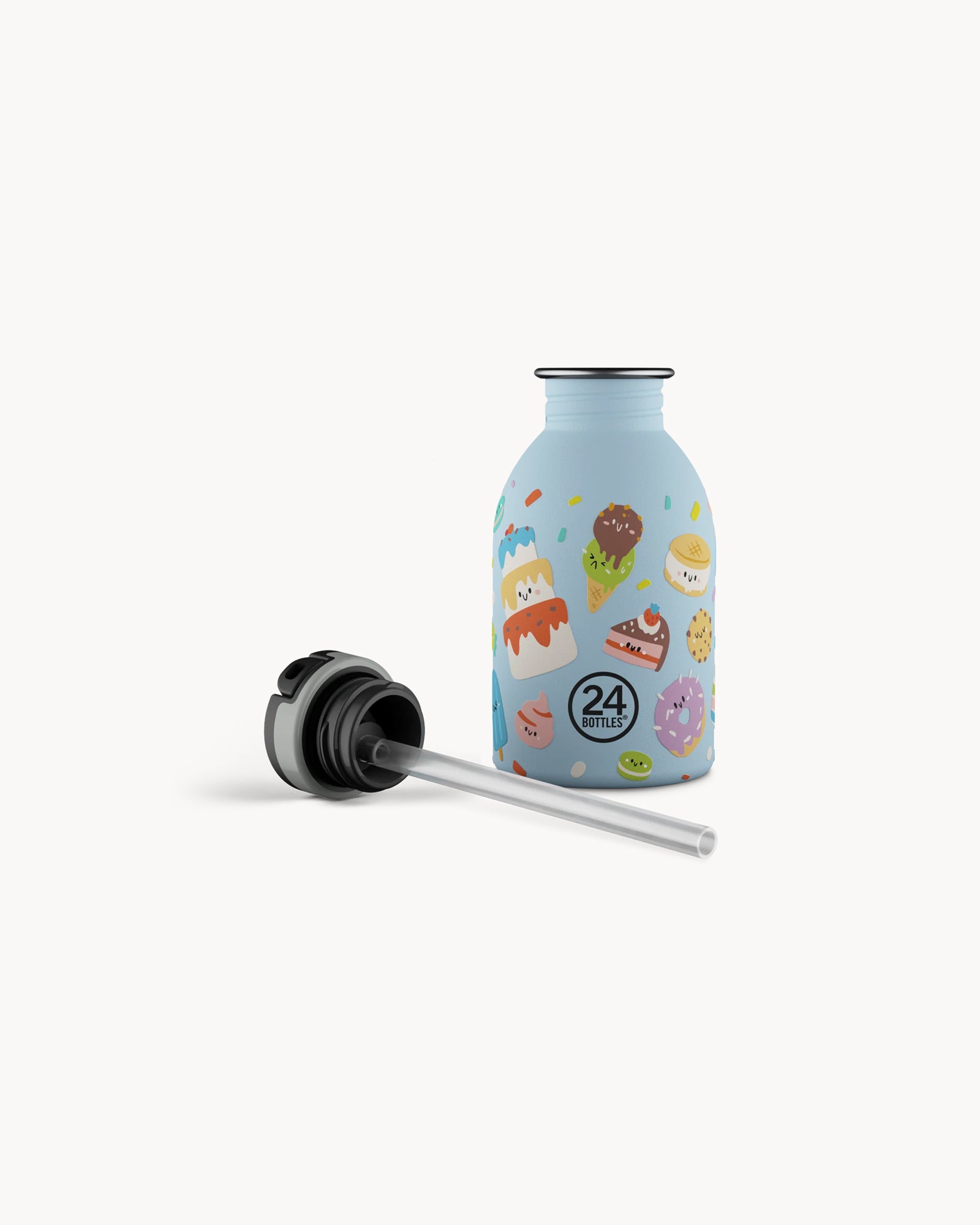 24Bottles Kids 250 ml rozsdamentes acél kulacs szívószálas kupakkal - Sweet Friends