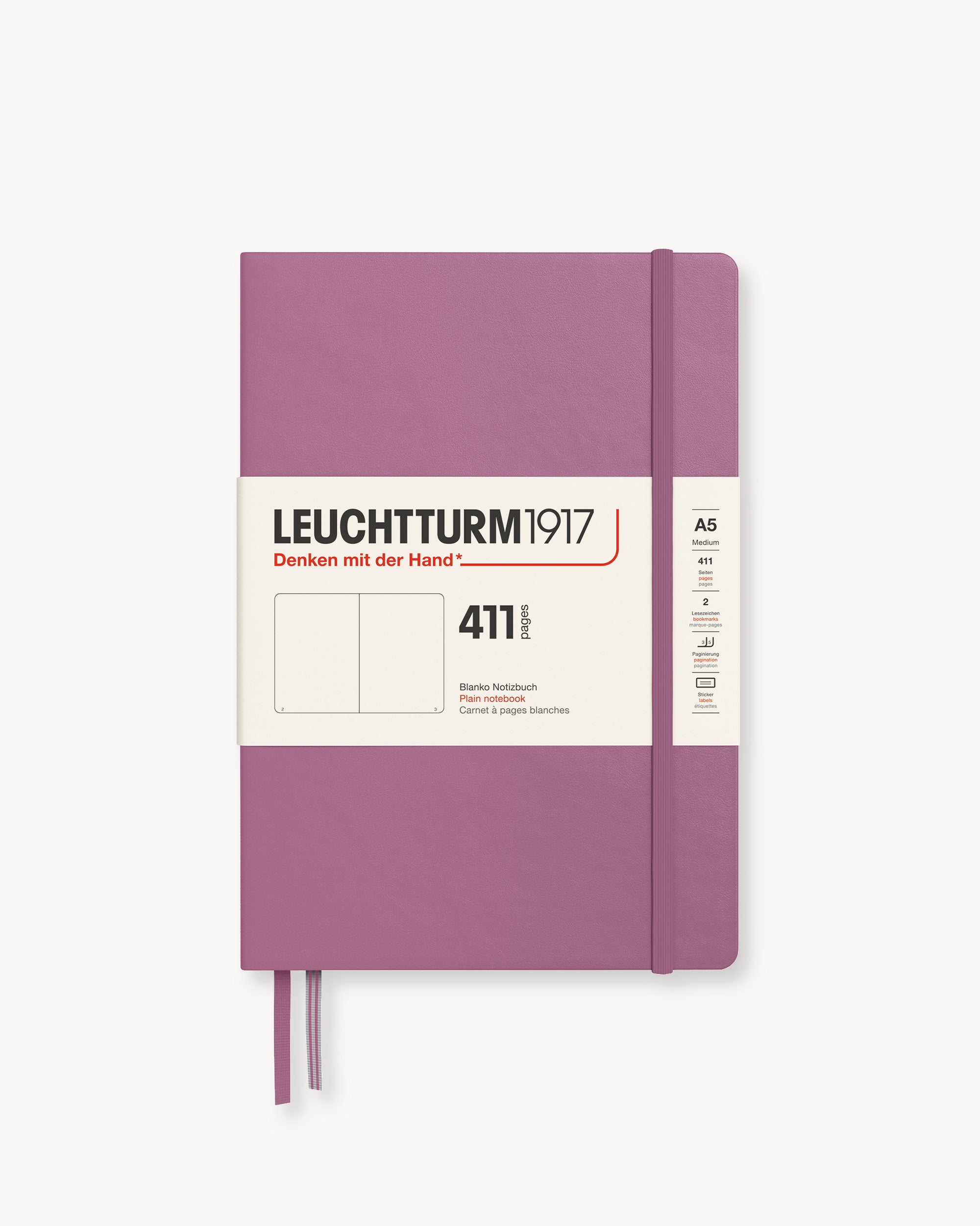 Leuchtturm1917 Notebook 411, sima lapos, Medium (A5) – Dusty Rose