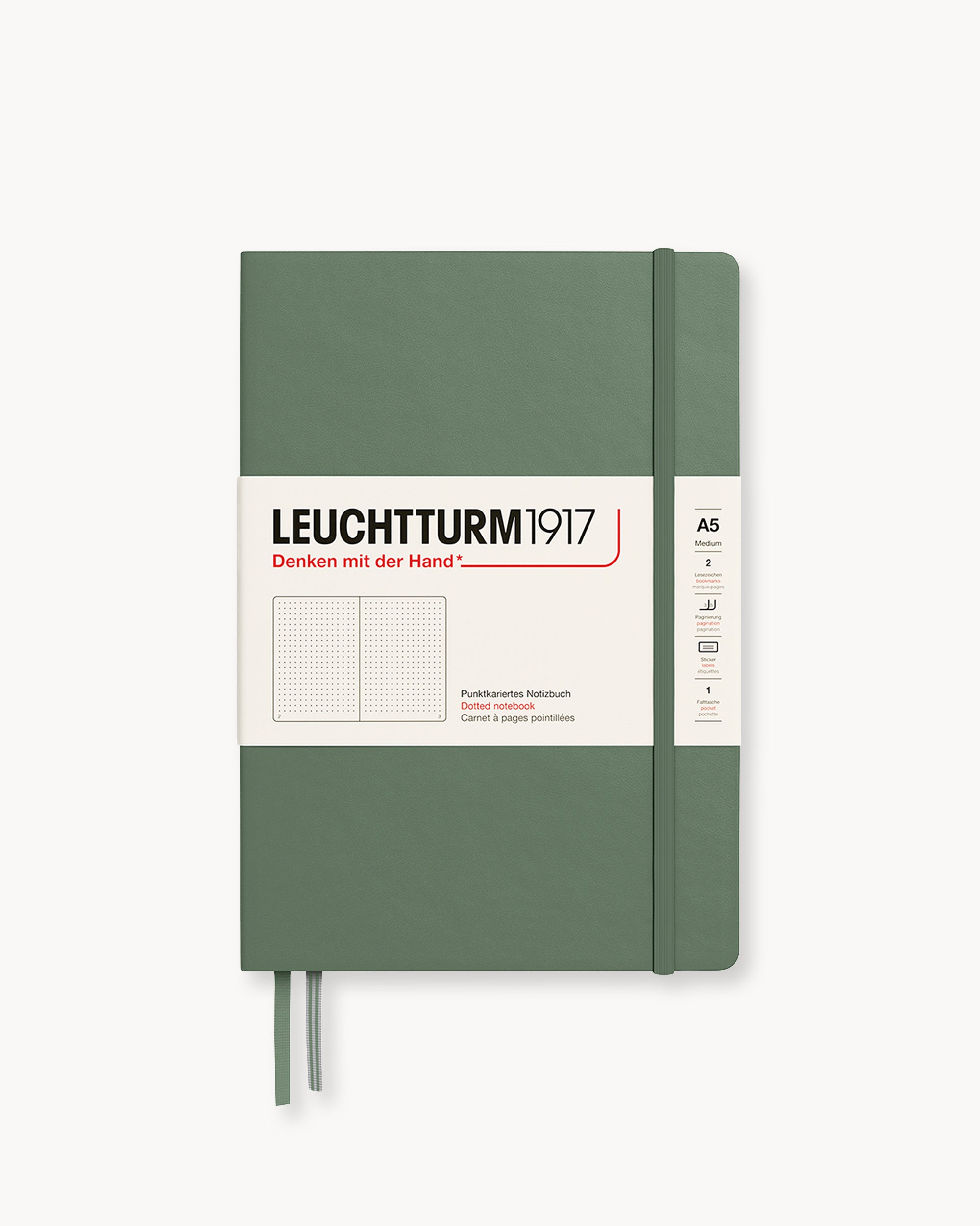 Leuchtturm1917 Hardcover Notebook Classic, pontozott lapos, Medium (A5) – Olive