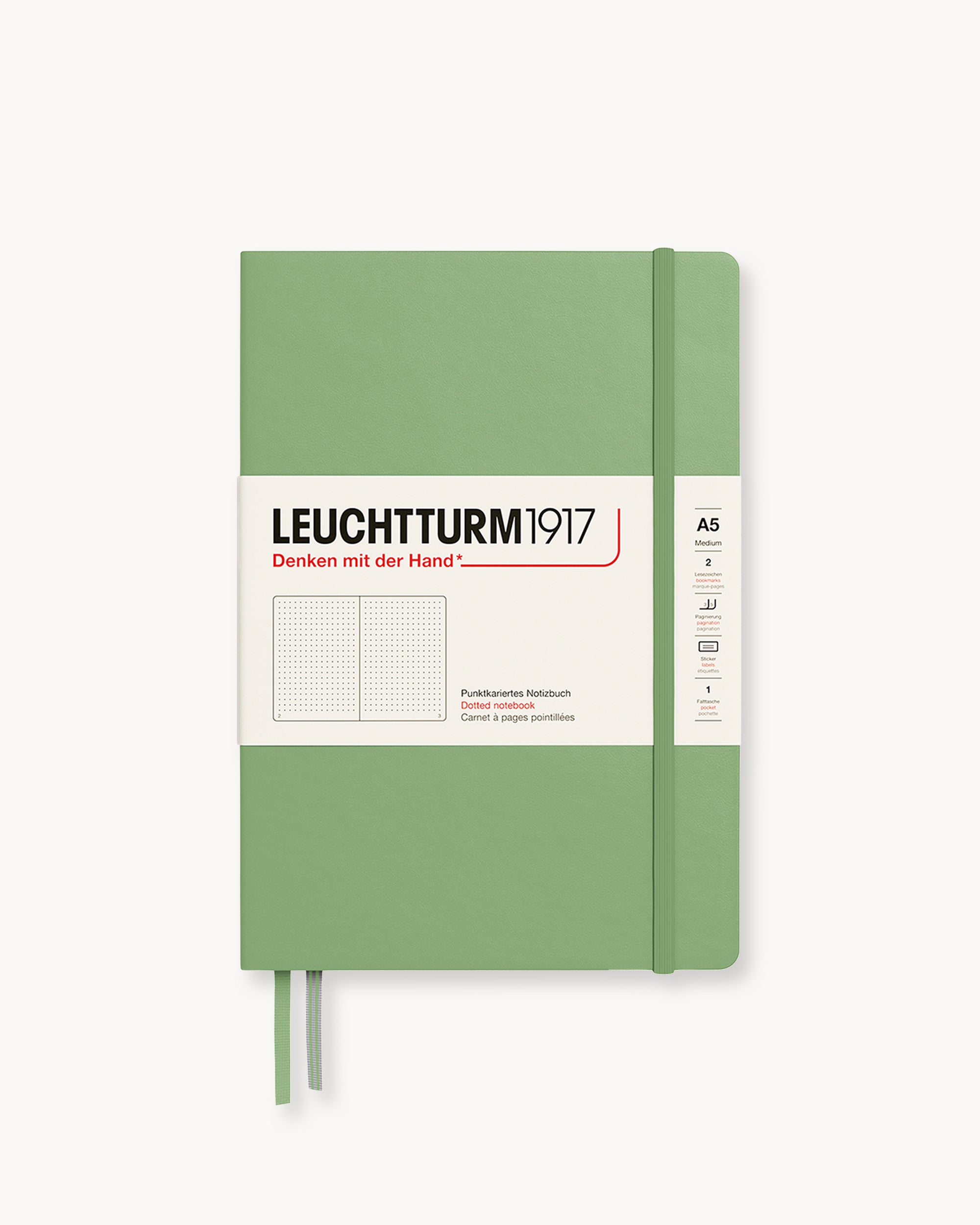 Leuchtturm1917 Hardcover Notebook Classic, pontozott lapos, Medium (A5) – Sage