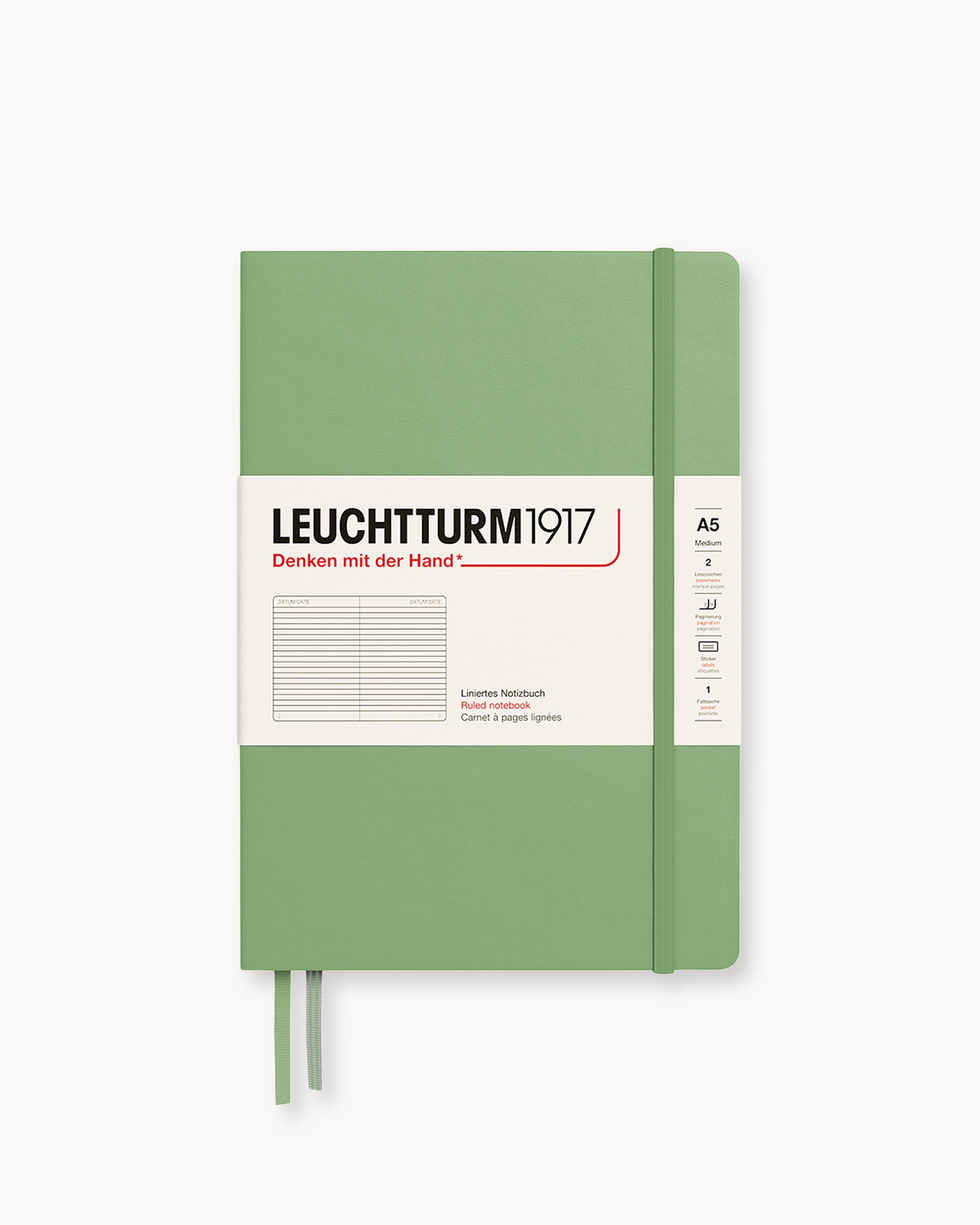 Leuchtturm1917 Hardcover Notebook Classic, vonalas, Medium (A5) – Sage