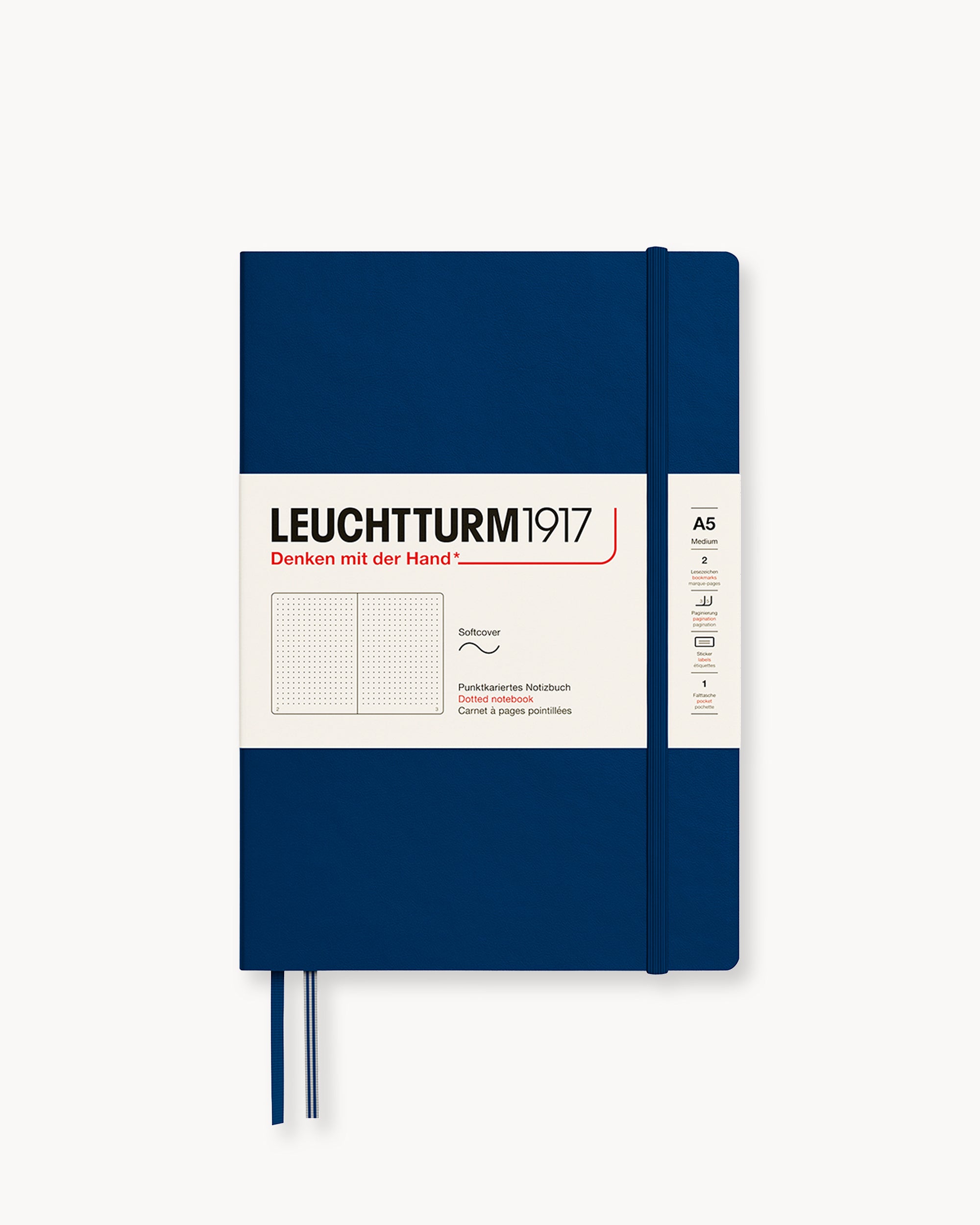 Leuchtturm1917 Softcover Notebook Classic, pontozott lapos, Medium (A5) – Navy