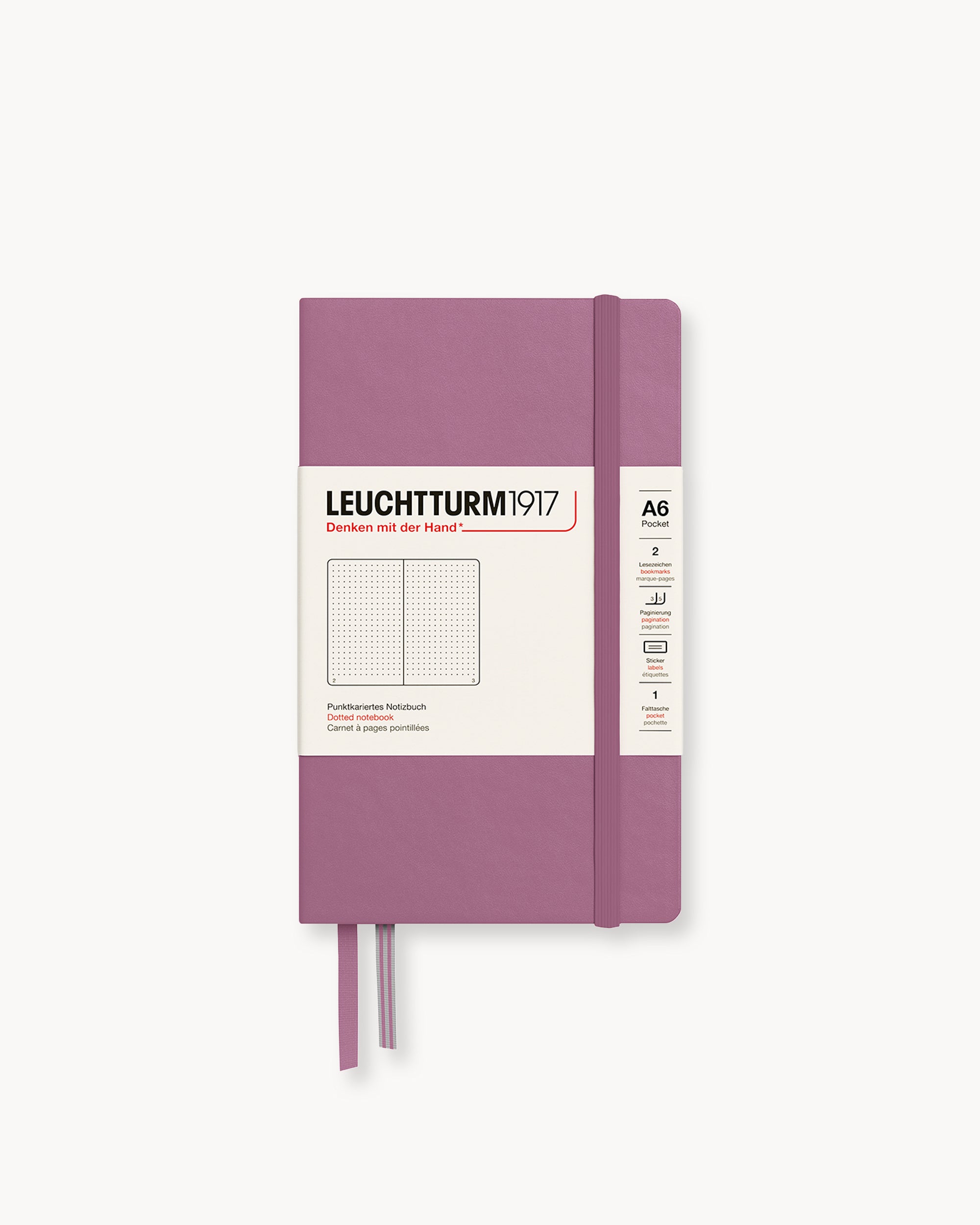 Leuchtturm1917 Hardcover Notebook Classic, pontozott lapos, Pocket (A6) – Dusty Rose