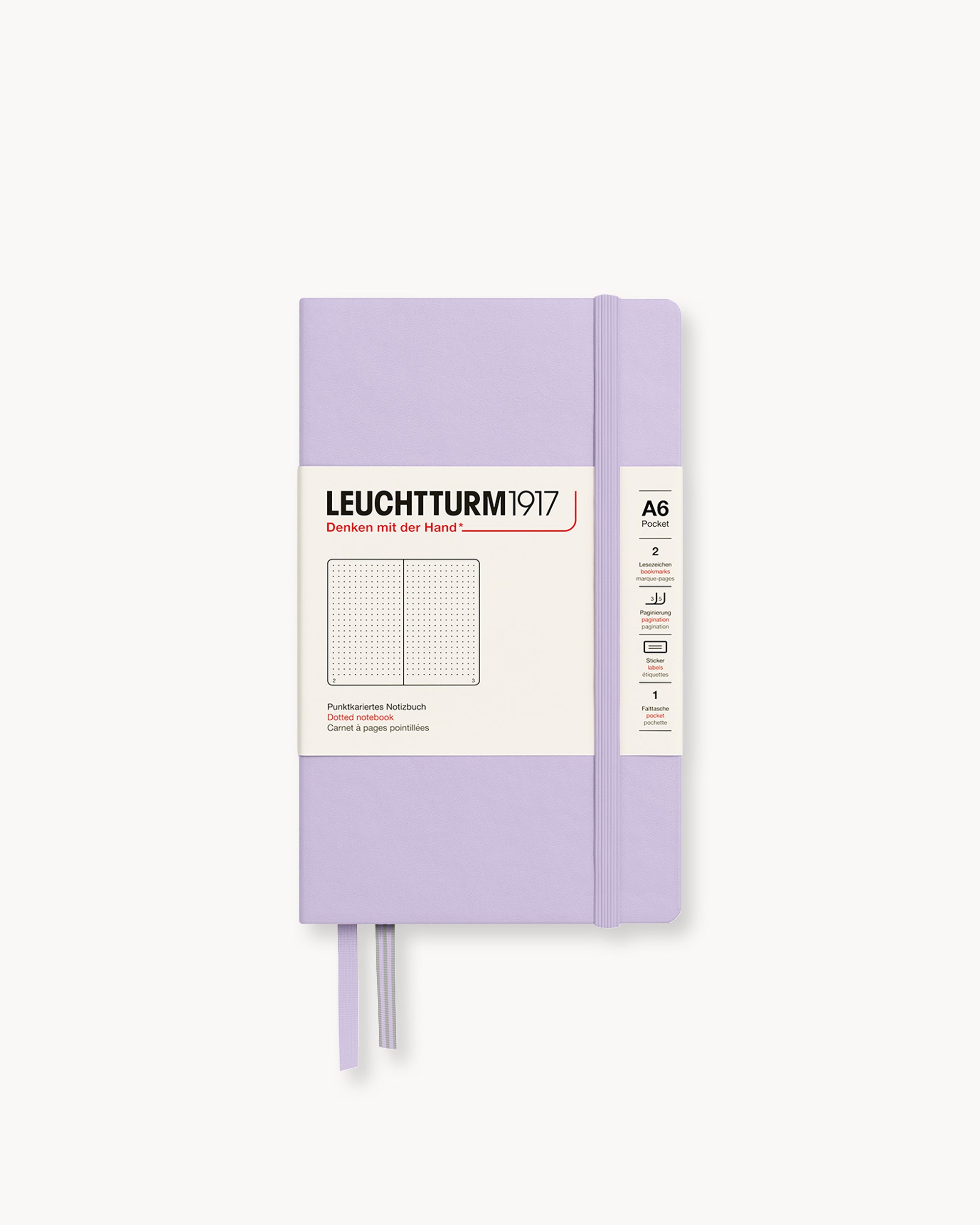 Leuchtturm1917 Hardcover Notebook Classic, pontozott lapos, Pocket (A6) – Lilac