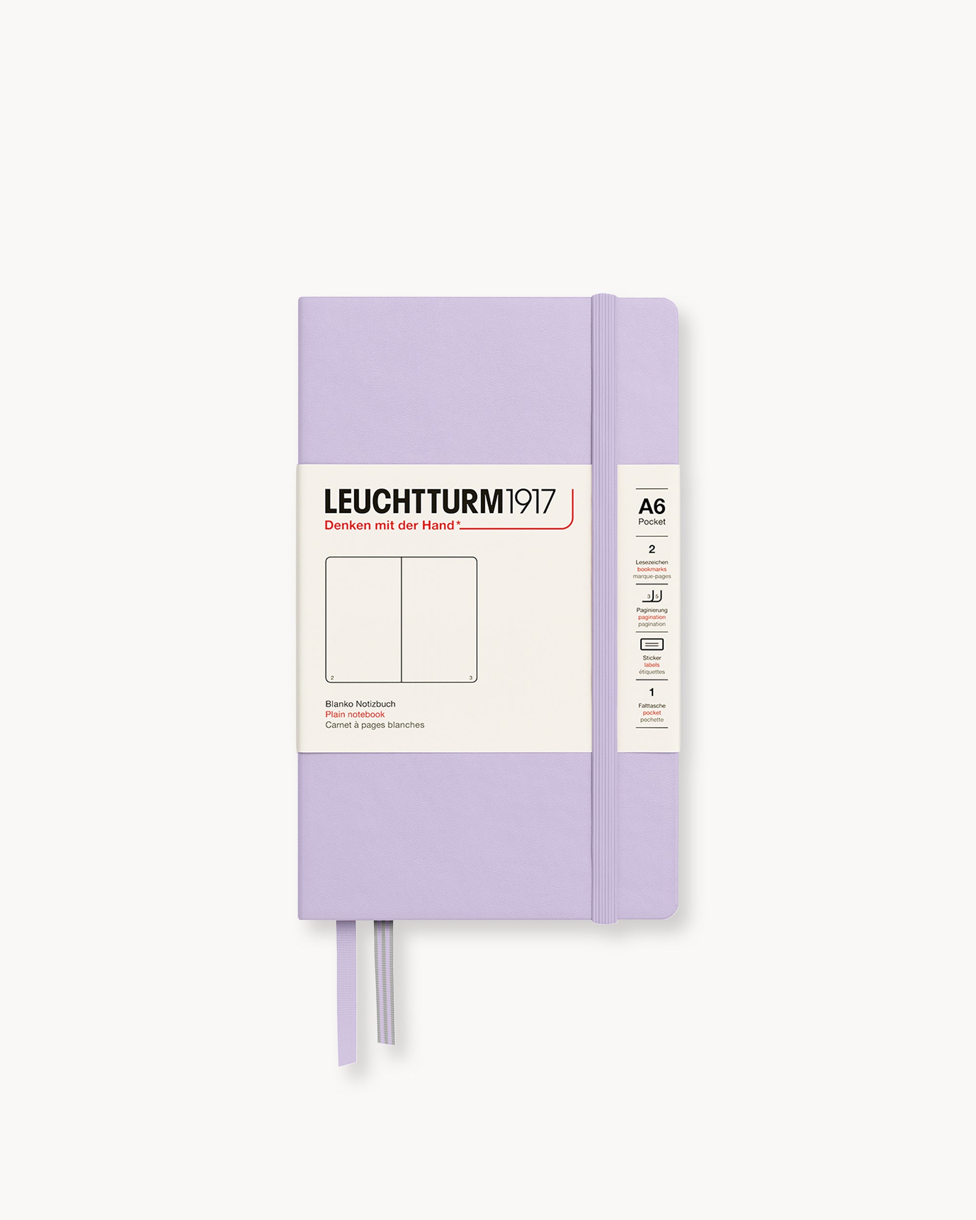 Leuchtturm1917 Hardcover Notebook Classic, sima lapos, Pocket (A6) – Lilac