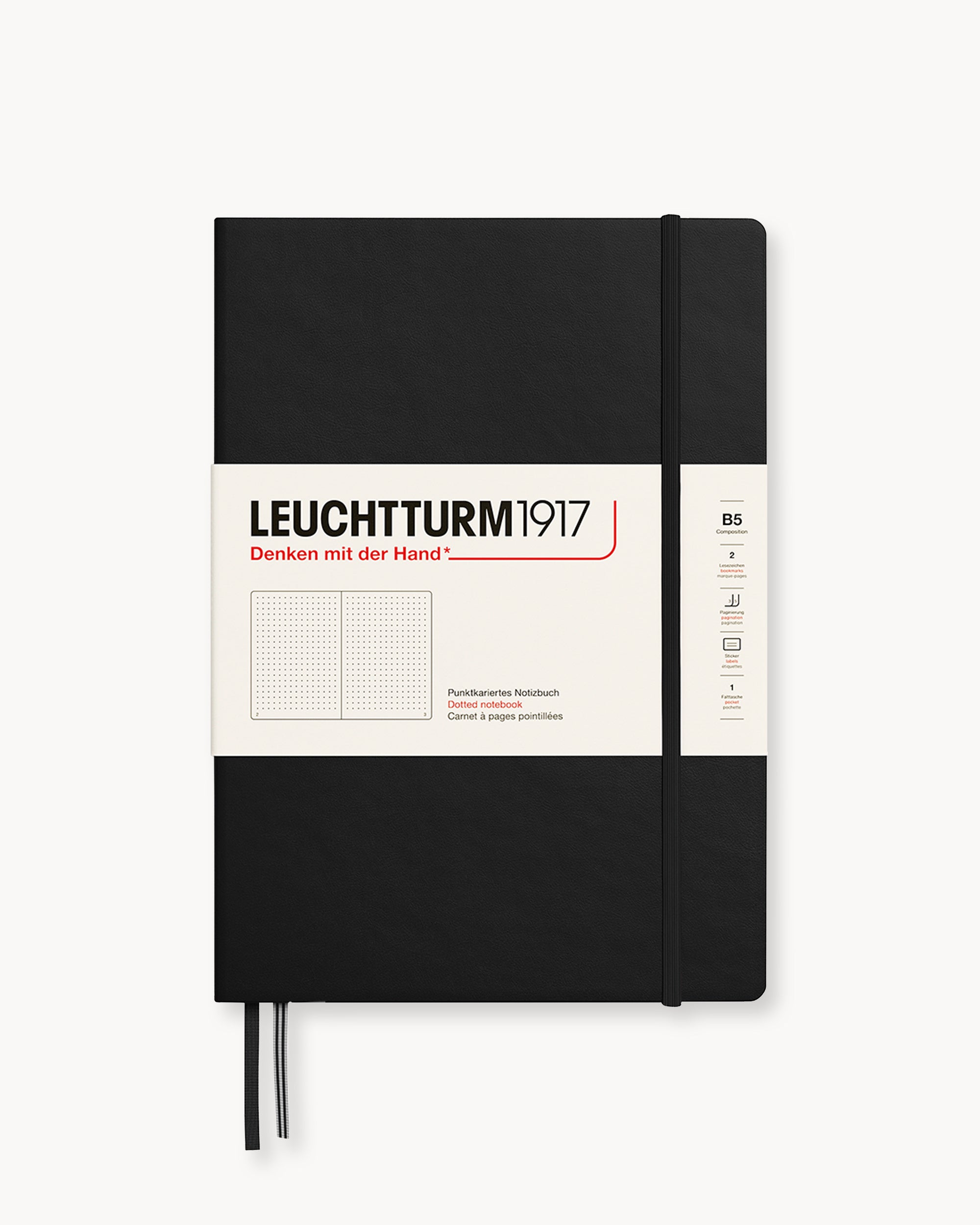 Leuchtturm1917 Hardcover Notebook Classic, pontozott lapos, Composition (B5) – Black
