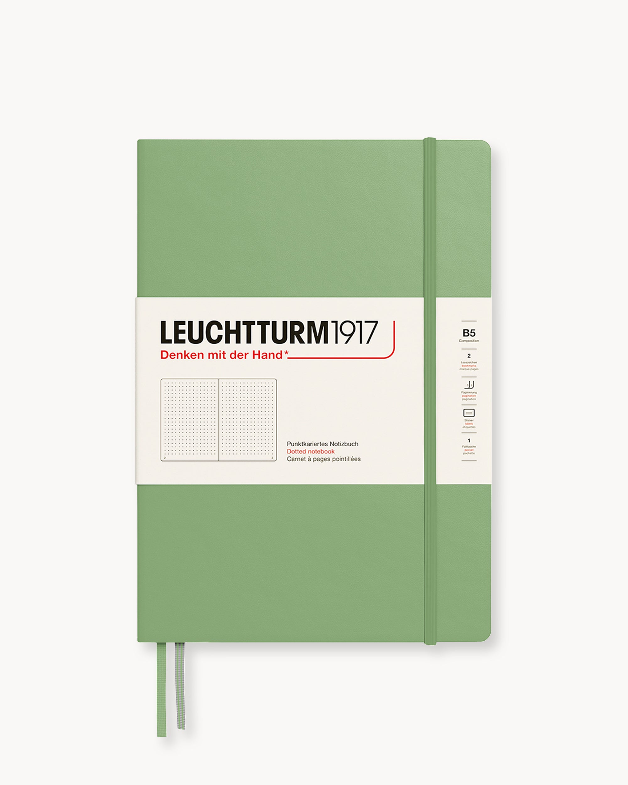 Leuchtturm1917 Hardcover Notebook Classic, pontozott lapos, Composition (B5) – Sage