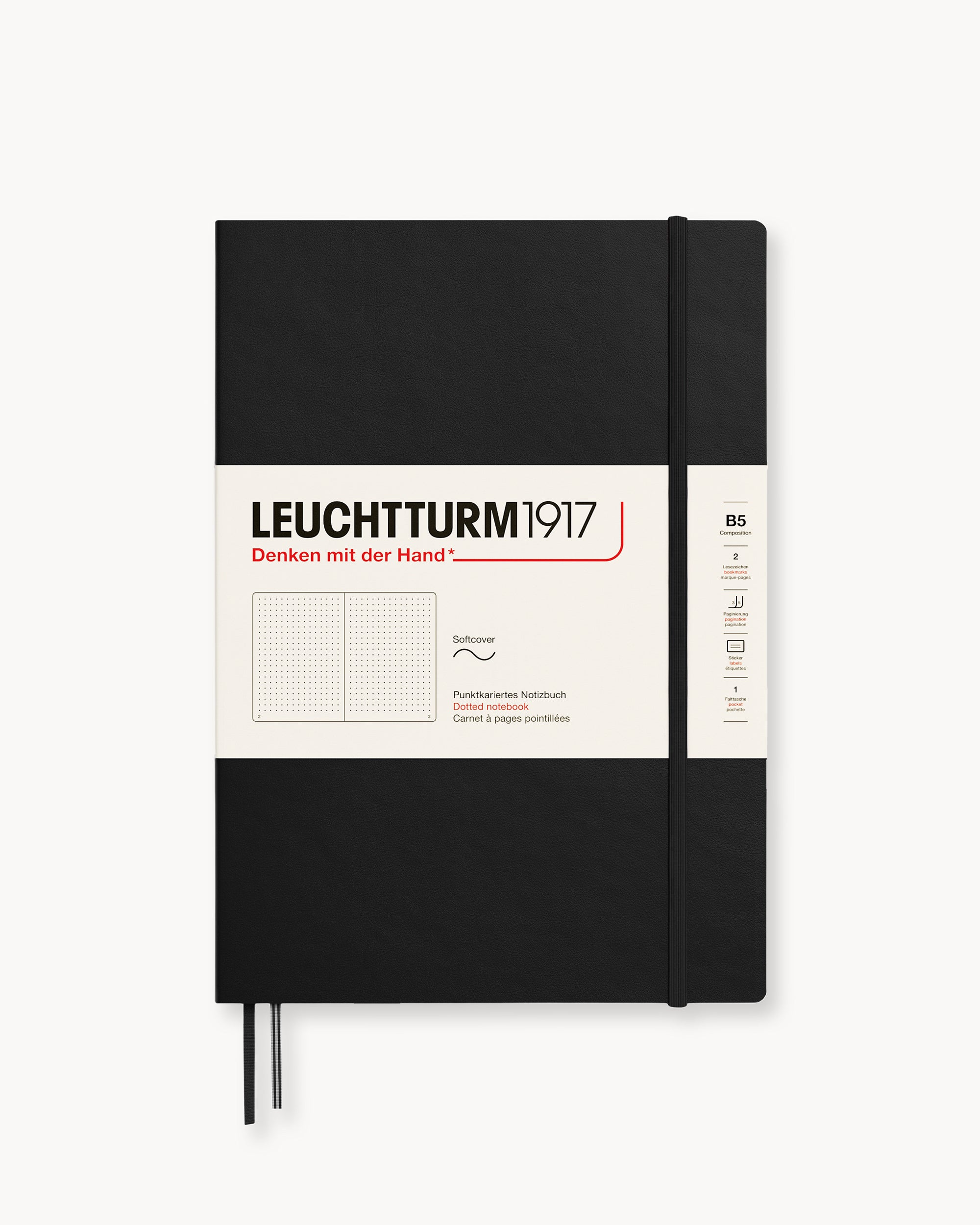 Leuchtturm1917 Softcover Notebook Classic, pontozott lapos, Composition (B5) – Black