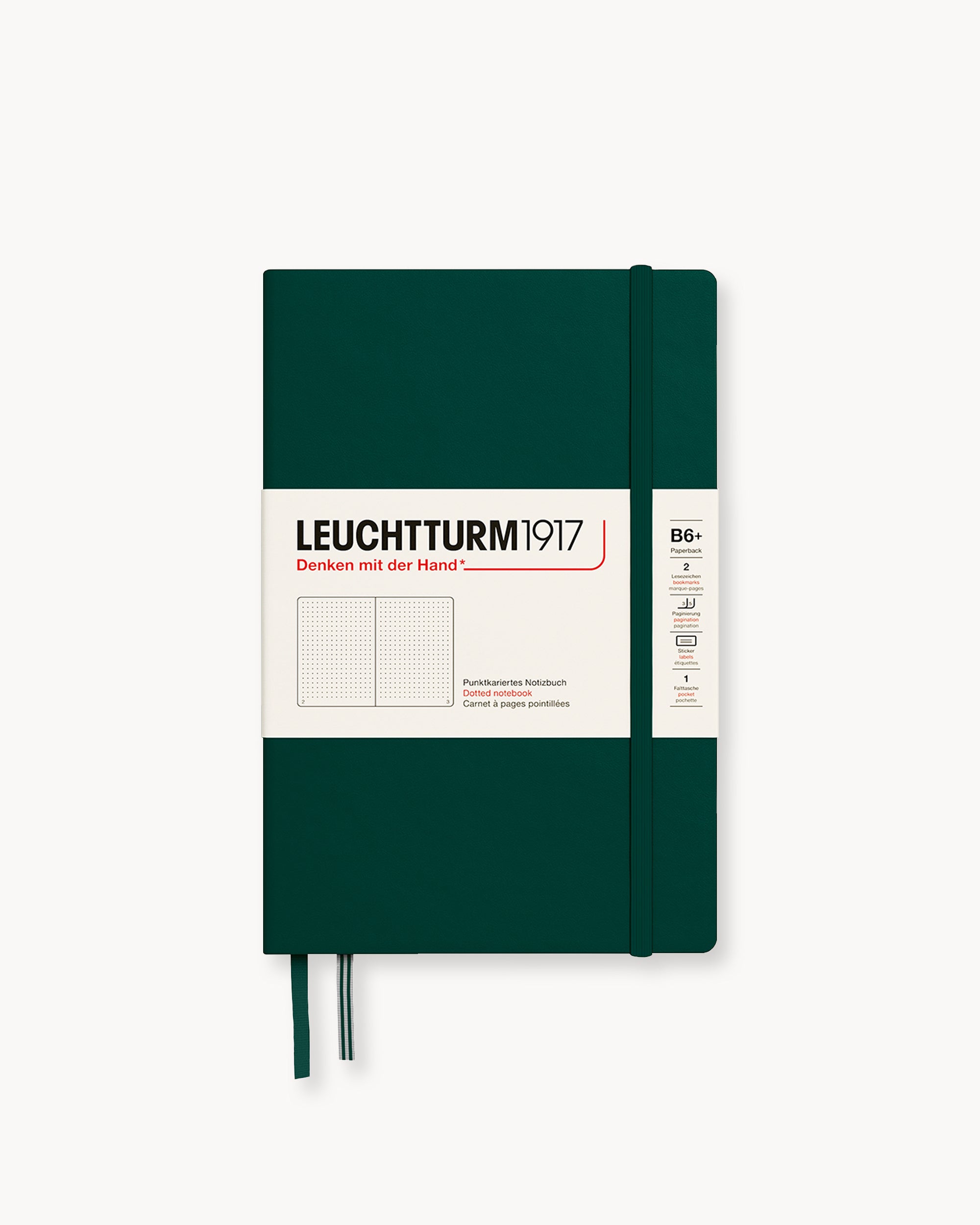 Leuchtturm1917 Hardcover Notebook Classic, pontozott lapos, Paperback (B6+) – Forest Green