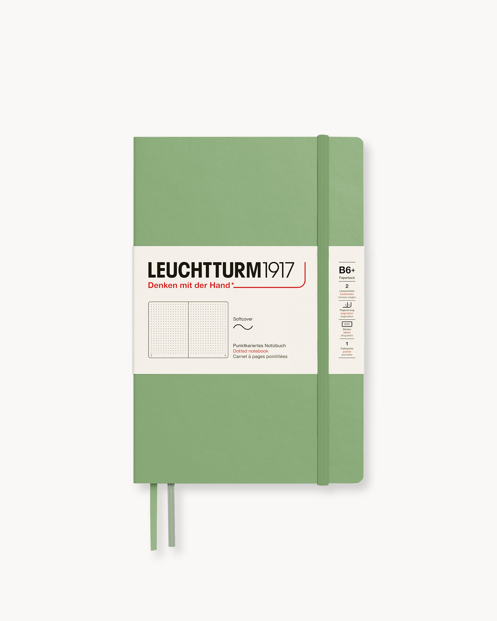 Leuchtturm1917 Softcover Notebook Classic, pontozott lapos, Paperback (B6+) – Sage