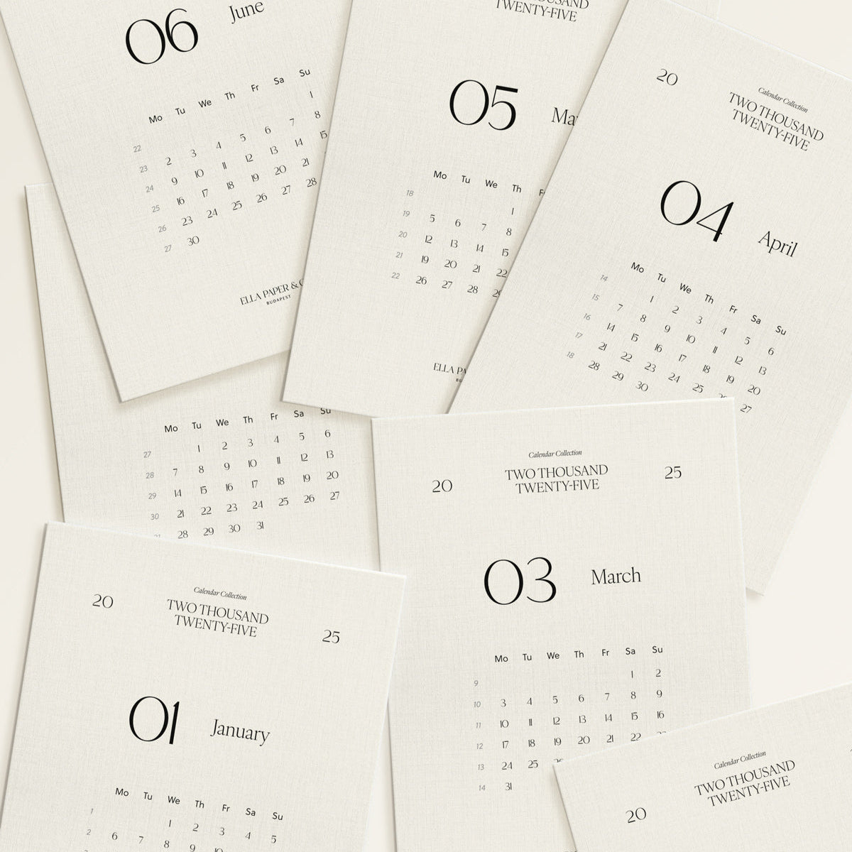 2025 Monthly Calendar Cards